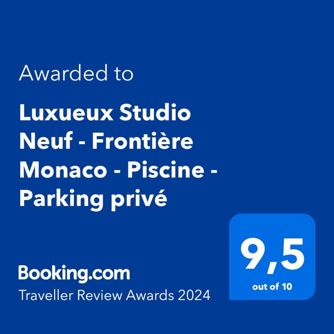 Luxueux Studio Neuf - Frontiere Monaco - Piscine - Parking Prive Eksteriør bilde